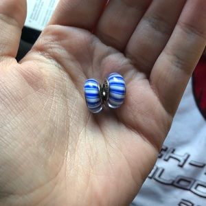 2 Murano Pandora Striped Charms